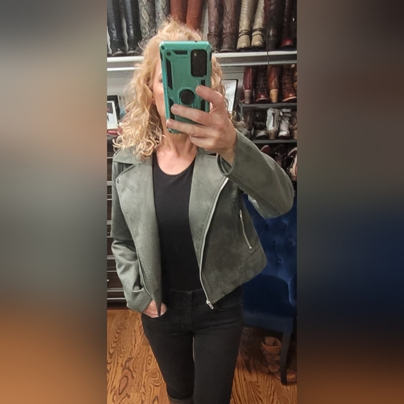 BB Dakota by Steve Madden Ladies Suede Moto Jacket Olive - Picture 4 of 10